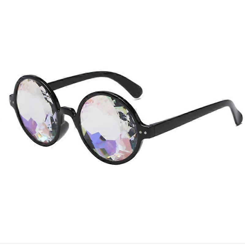 1 Pcs Festival Rave Kaleidoscope Rainbow Round Glasses Prism Diffraction Lens
