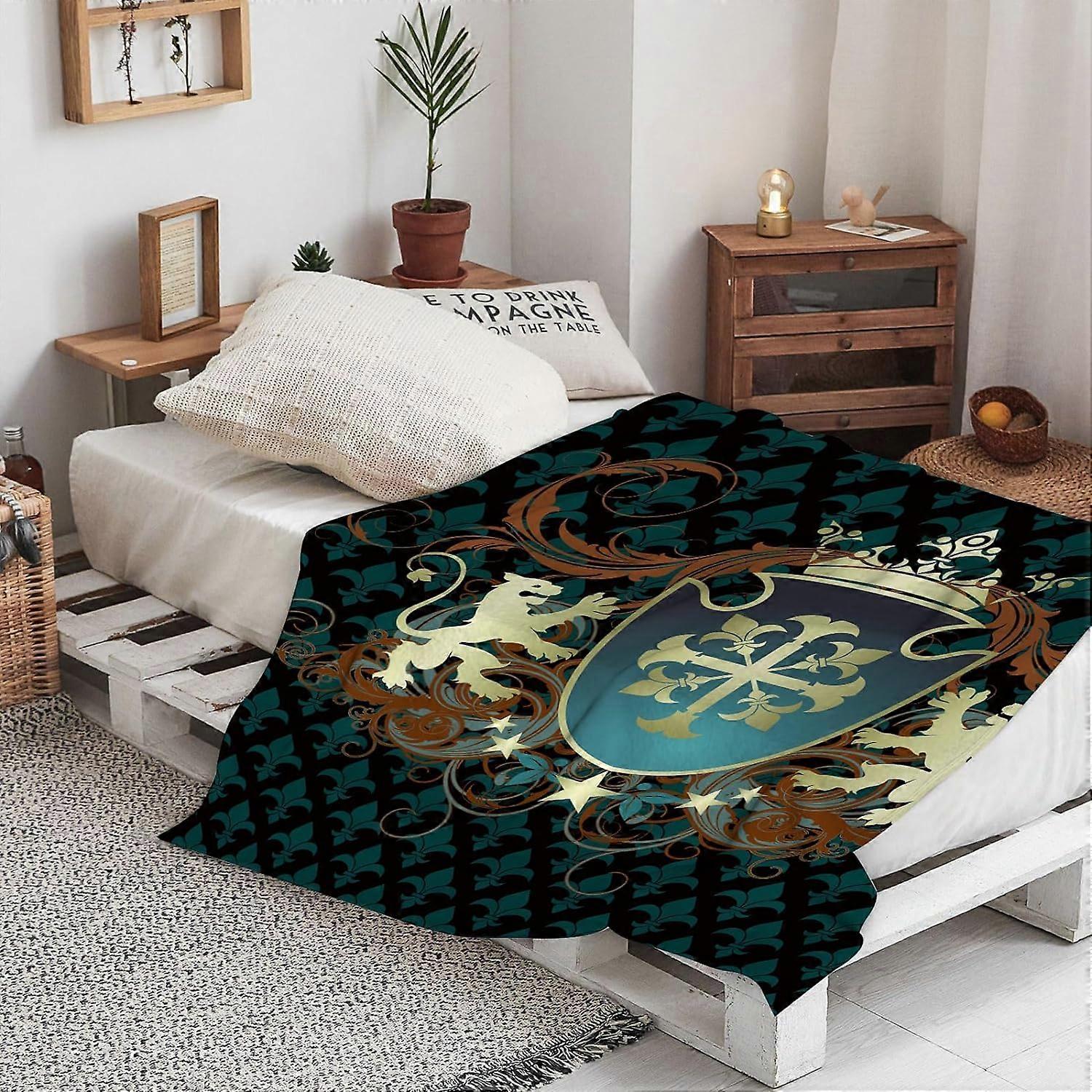 Warm Soft Vector ornate shield Throw Blanket,Winter Warm Sofa Bed Throw Bed Picnic Blanket Throw Over Soft Plush Garden Cosy Chair 59x79in