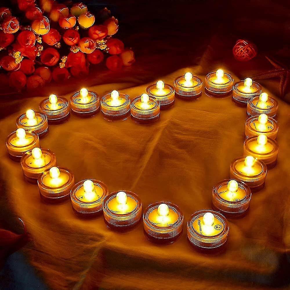 24pcs impermeable redondo mini led luces de té luces submarinas