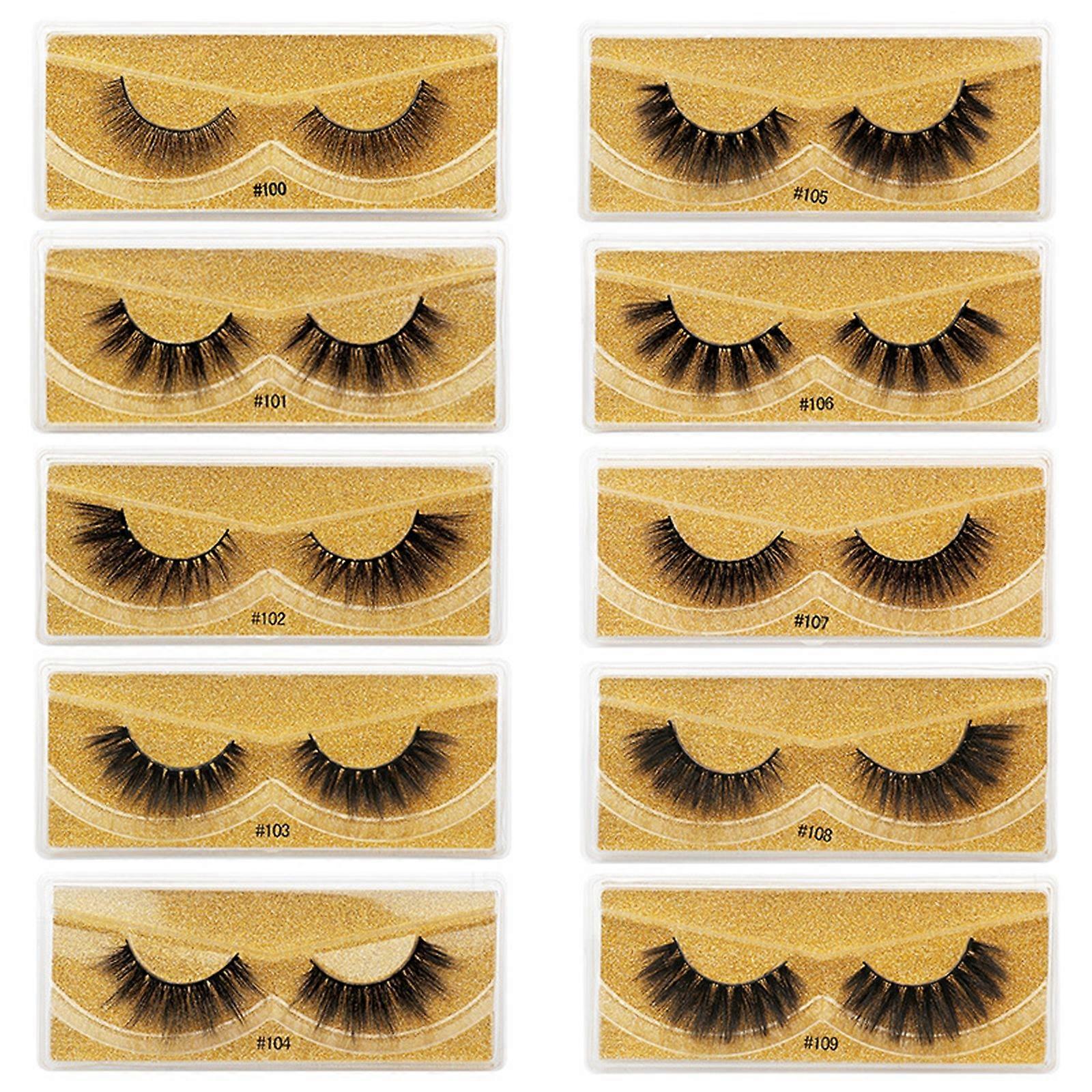 10 Pairs Of Imitation Mink False Eyelashes Thick Eyelashes 3d False Eyelashes 241333