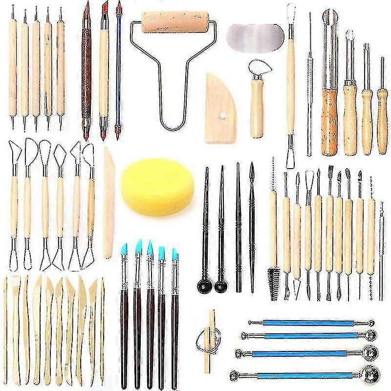 61pcs Pol Modeling Clay Sculpting Tool Pottery Ceramic Clay Ball Stylus Dotting Pen Rock Painting Kit
