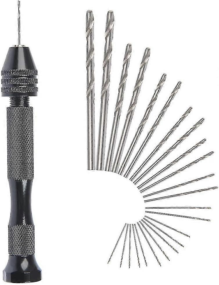 Mini Hand Drill Twist Drill Bits +25 Micro Twist Drill Bits Cordless Aluminum Pin Vise Rotary Tools Twist Drill Bits Adjustable Pyrography Home Plasti