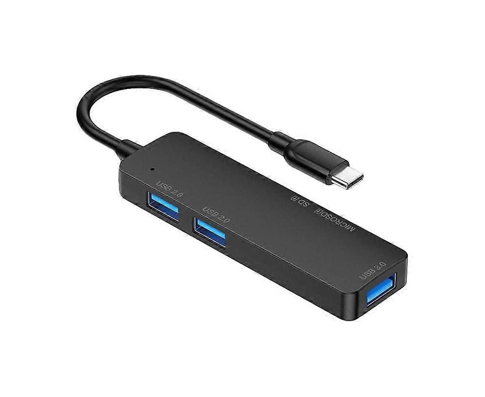 Docking Station Quick Transmission Multi-purpose Plug Play USB3.0 USB2.0 TF/SD-card Mini Cable Hub for Projector - Type-c Black