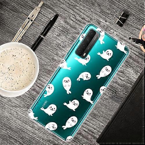 For Huawei P Smart 2021 Shockproof Painted Transparent TPU Protective Phone Case