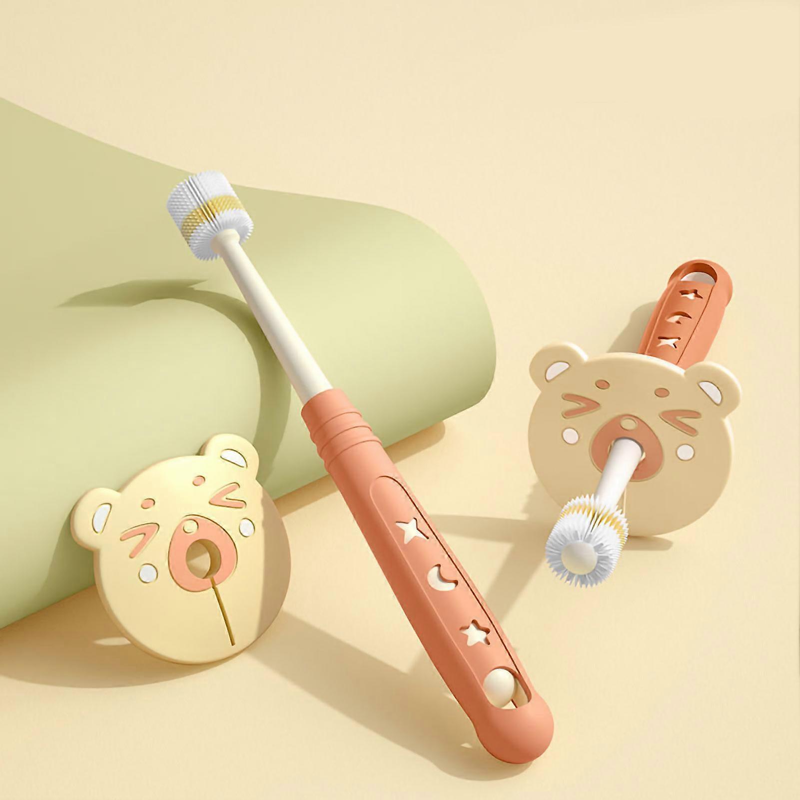 360 Children Toothbrush Integrated Molding Soft Bristles Infant Kid Toddler Baby Toothbrush Orange
