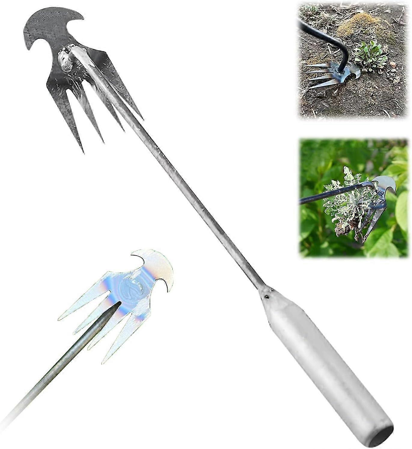 Garden Weeder Puller, Hand Uprooting Weeding Tool Weeding Artifact Tool, Deluxe 4-claws Metal Weed Removal Weeding Tool Easy Root Remover