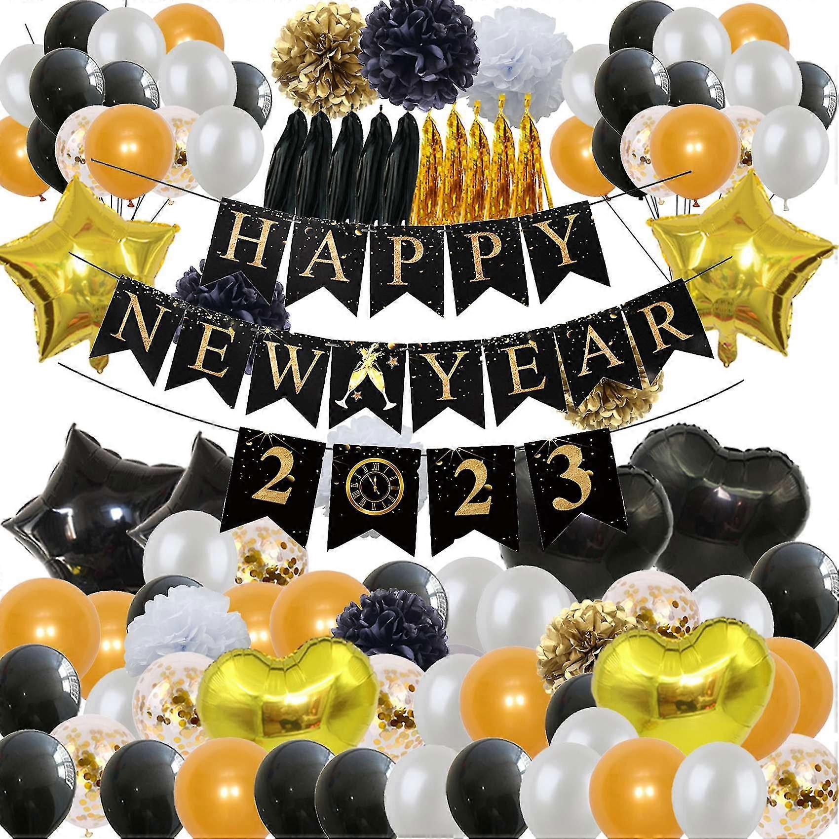 61pcs 2023 Pull Flower Ball Pentagram Tassel Set New Year Theme Background