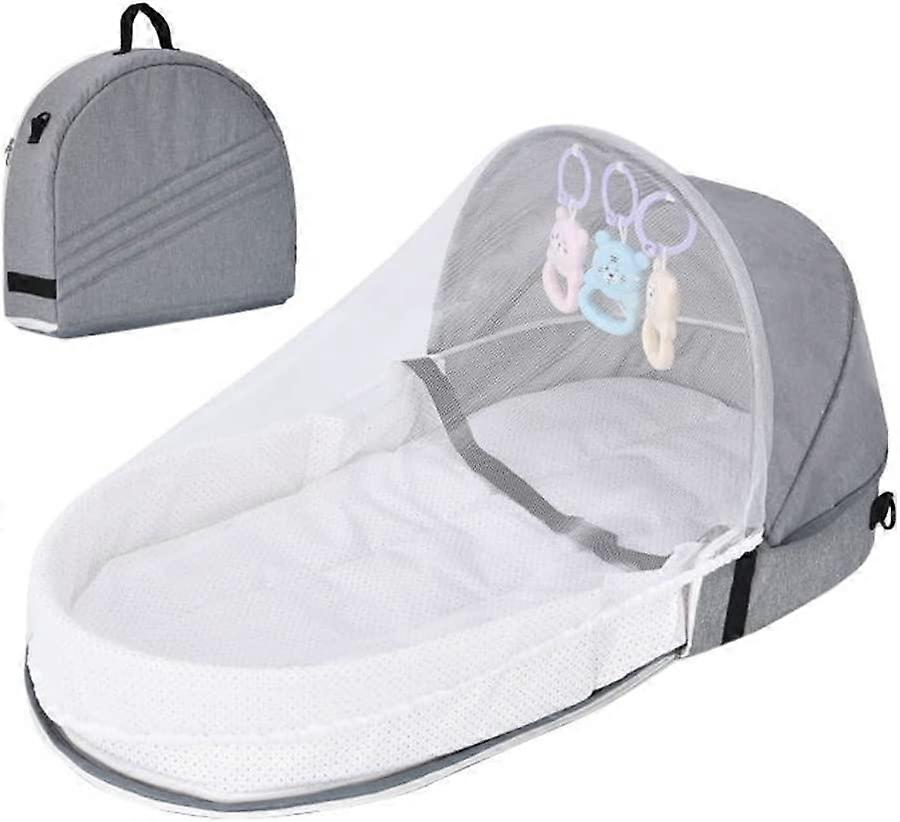 Baby Travel Crib with Mosquito Net,Foldable(Grey)