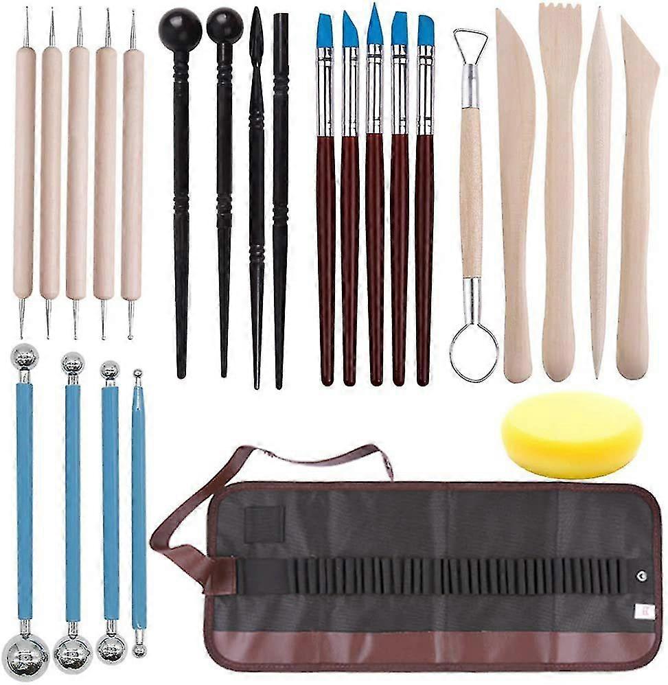 25pcs Polymer Clay Tools Modeling Clay Sculpting Tools Kits For Pottery Sculpture Wooden Dotting Tools