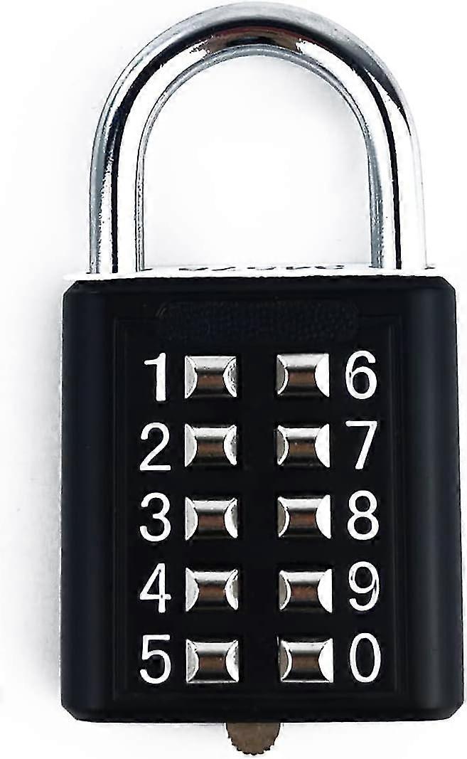 10-digit Push Button Combination Padlock With 5 Numbers Pre-set (unchangeable) Mechanism Bit Key Lock/YY