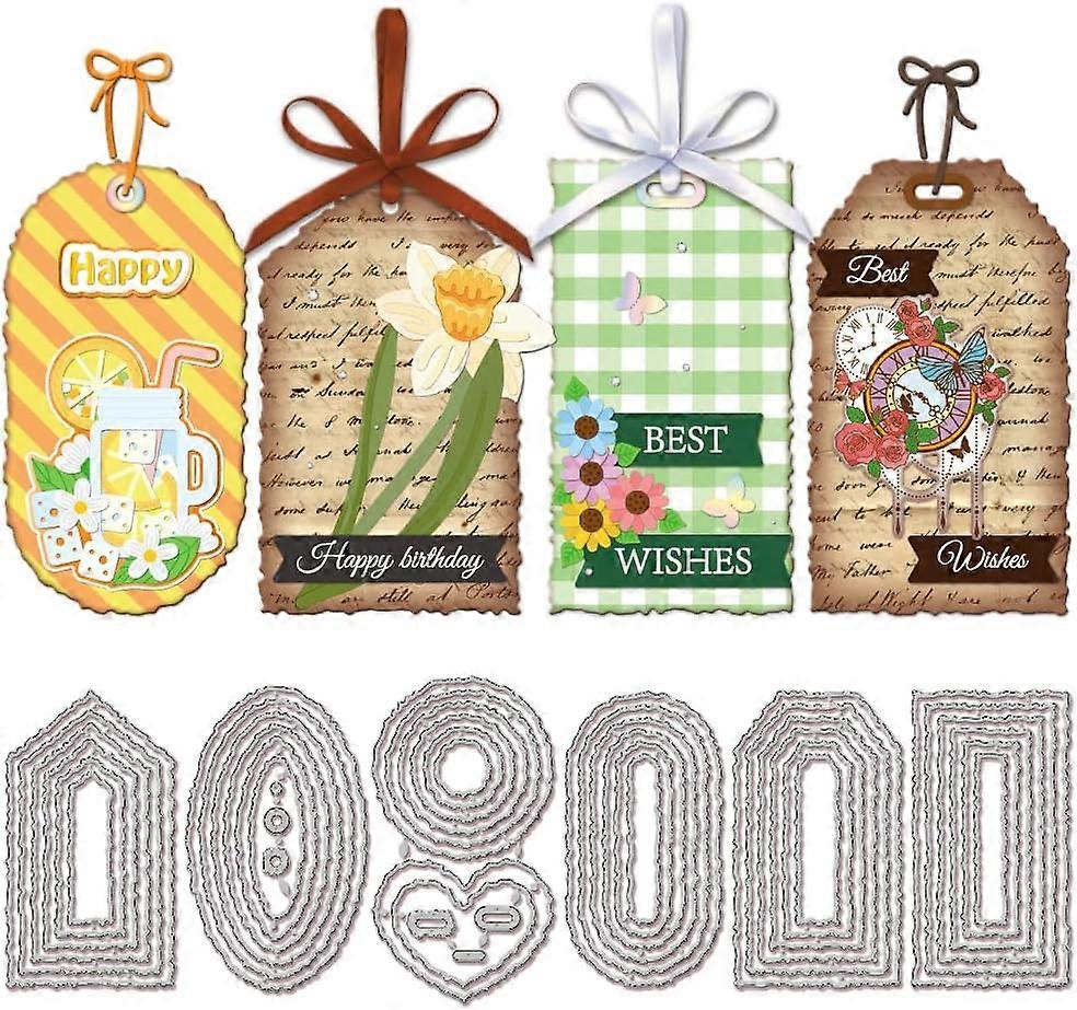 Irregular Edge Label Bookmark Cutting Dies for Card Making Label Frame Die Cuts Carbon Steel Embossing Stencils Template for DIY Scrapbooking Album Cr