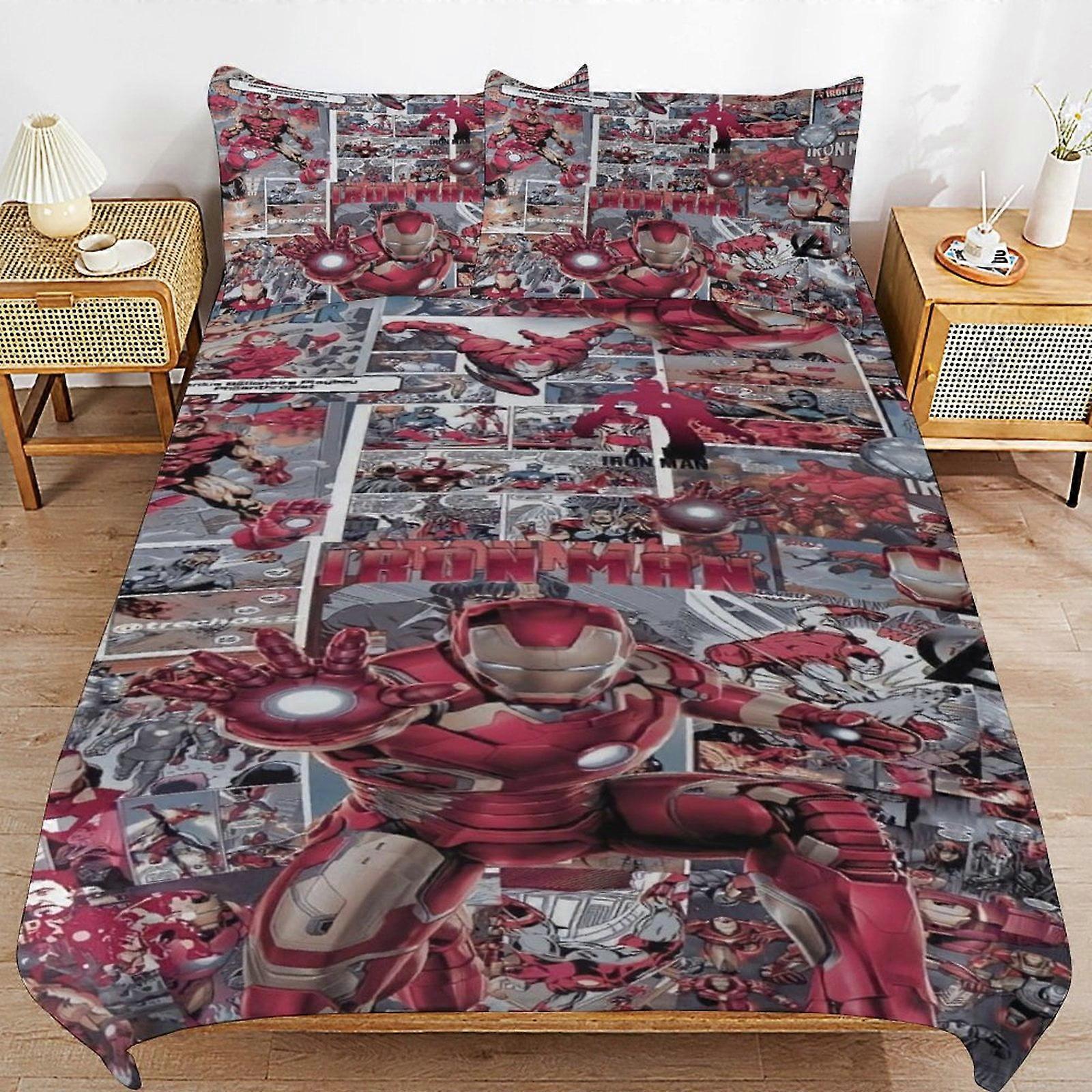 v6650  Bed Sheets Bedding Iron Man Bedding Sets Ultra Soft Skin-Friendly Duvet Cover 3 Piece, Cute Comforter Cover Bed Set for Boys Girls Kids ( 1 Duv