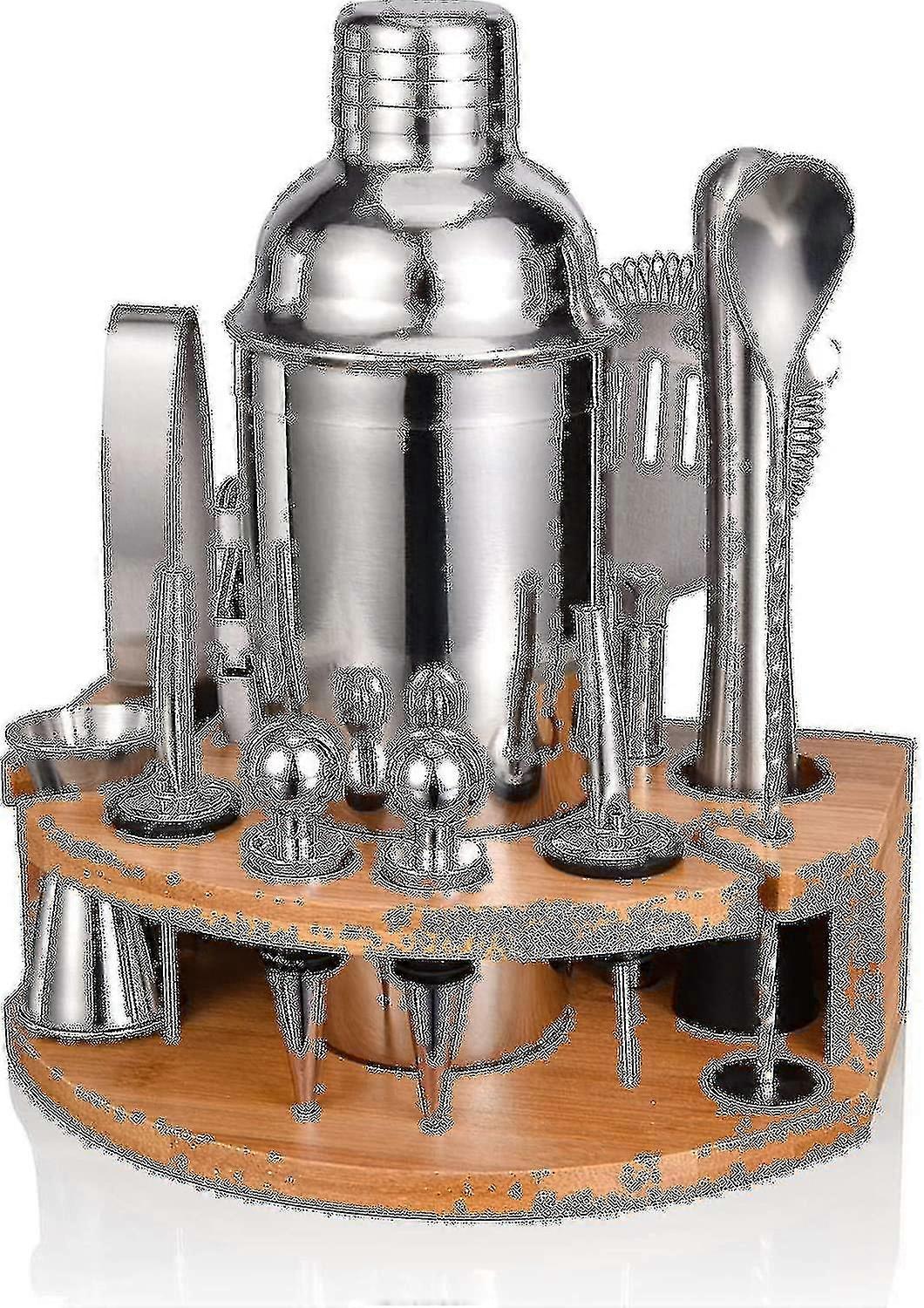 12 Piece Cocktail Set, Professional Bartender Kit With Stylish Bamboo Stand