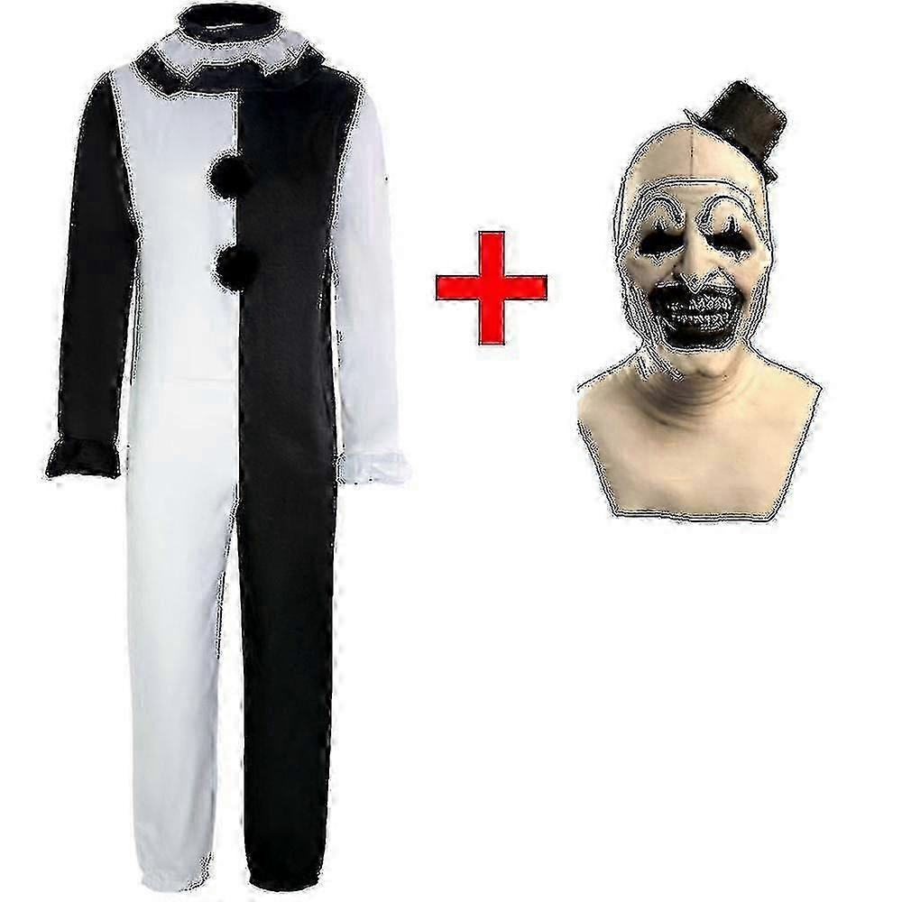 Cgmgtsn Felnőttek Terrifier 2 Art A bohóc cosplay jelmez jumpsuit kalap ruhák Halloween karneváli öltöny