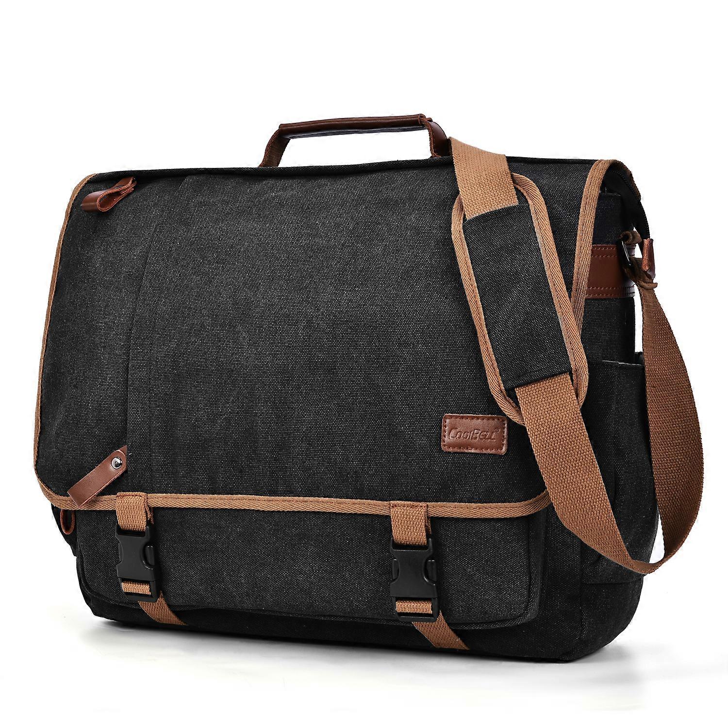 CoolBELL 17.5 Inch laptop bag multifunctional large computer business work briefcase (canvas black )
