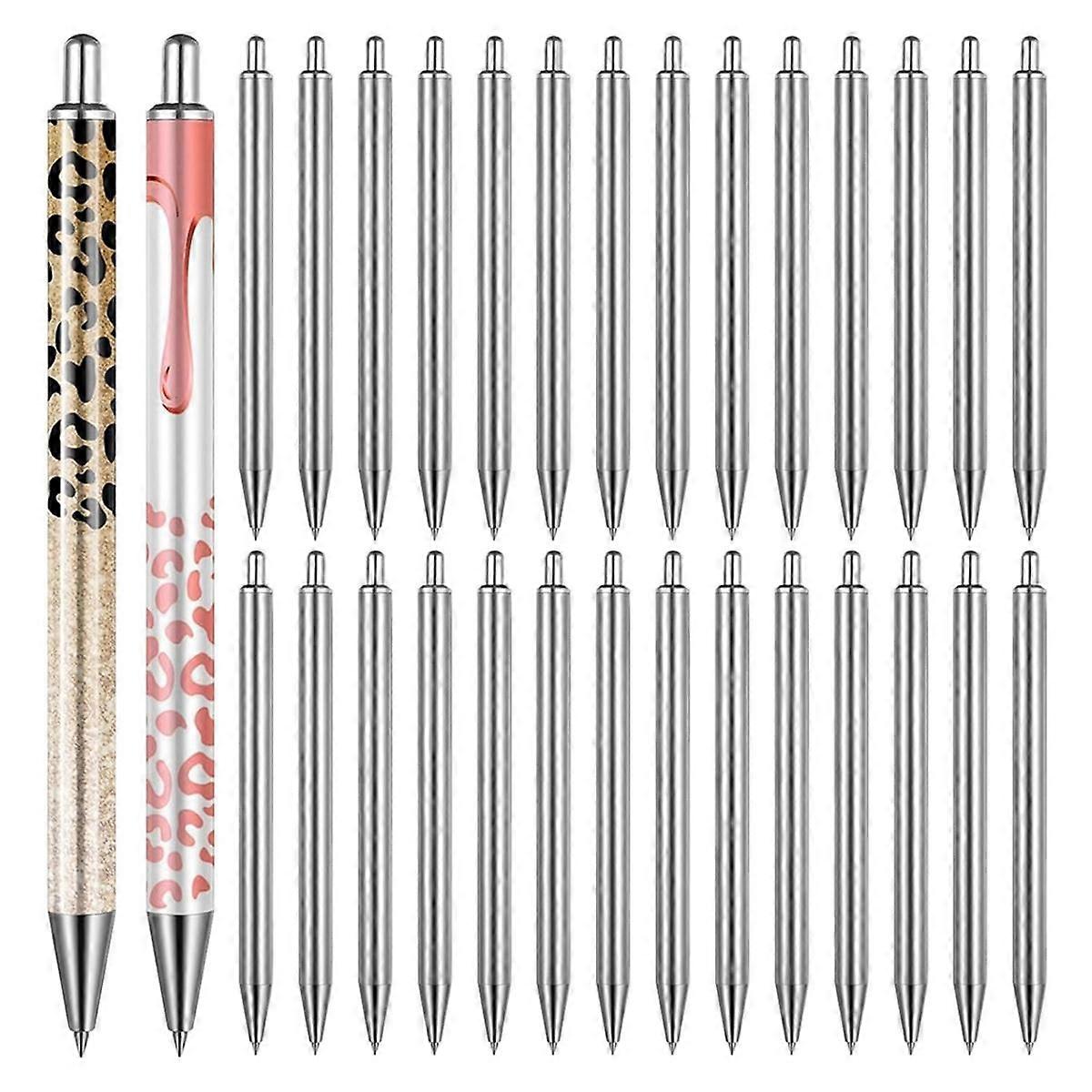 30 Pcs Epoxy Pens Blanks, Stainless Steel Pens for DIY, Customizable Black Ink Pens with Smooth Writing, Metal Pens