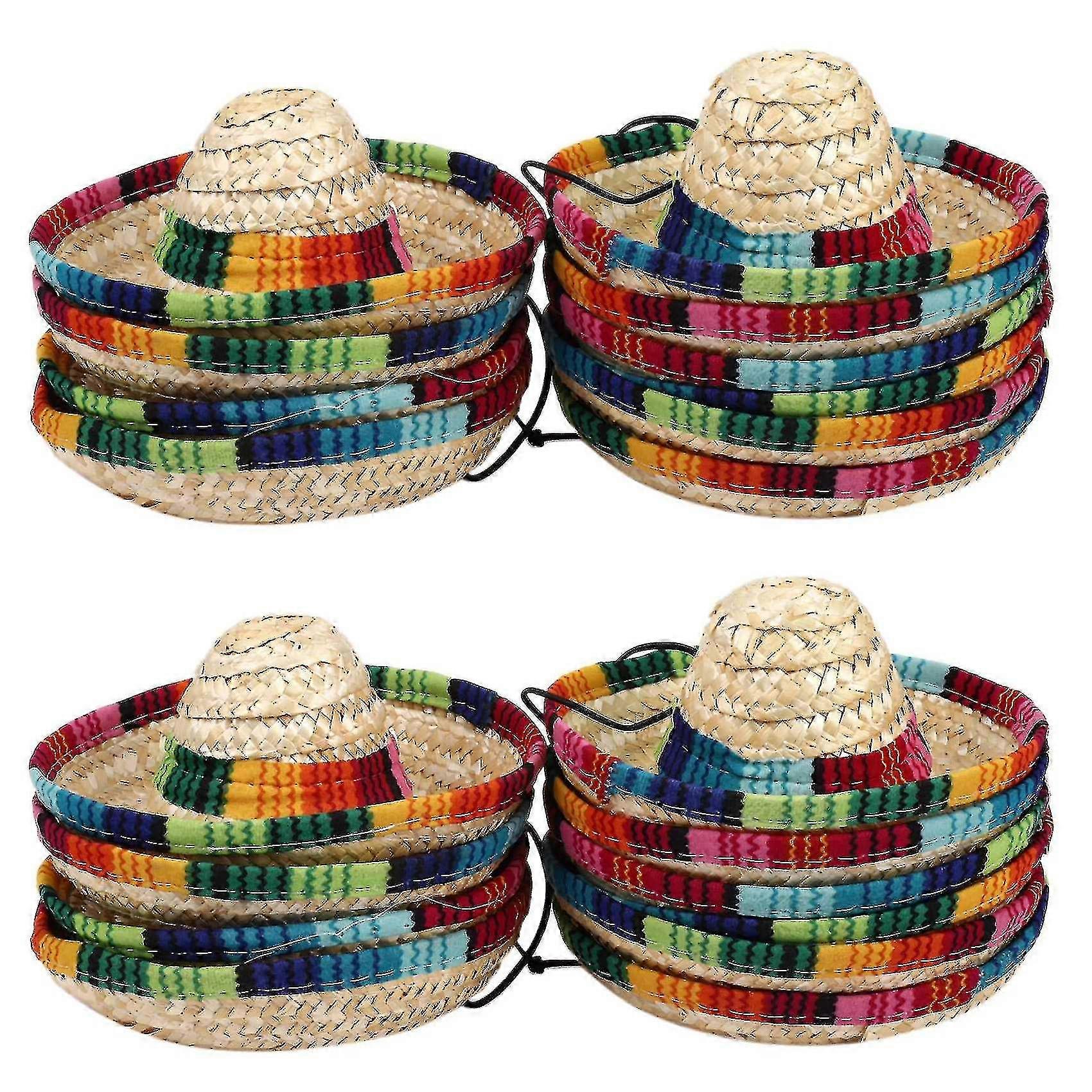 20pcs Straw Mexican Hat Er Rat Tabletop