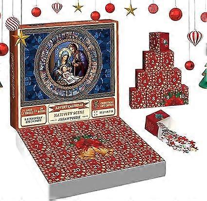 Nativity Advent Calendar Puzzle 2023, Advent Calendar Puzzle Nativity Scene, Christmas 24 Days Countdown Advent Calendar For Home Decor
