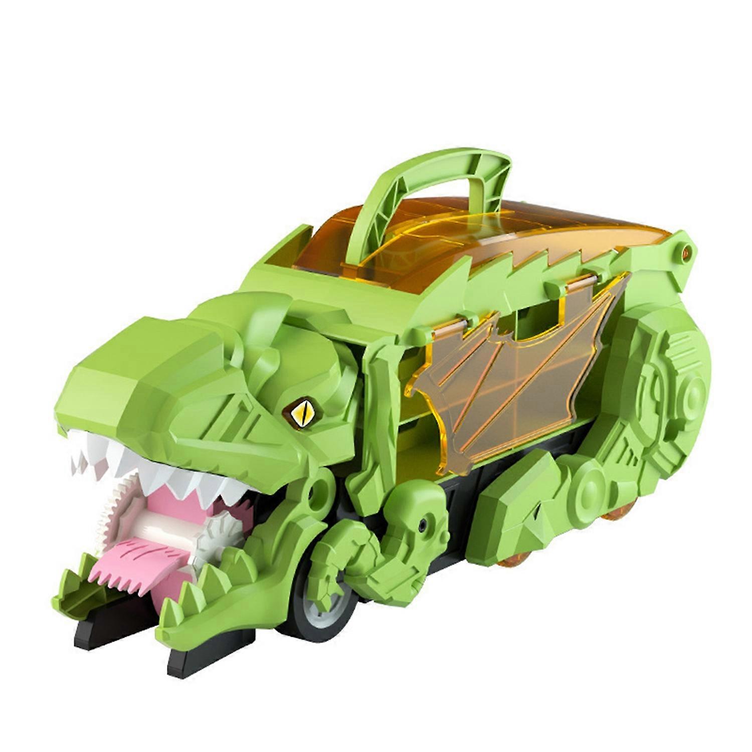 1 Set Dinosaur Swallow Truck Toy with Foldable Slide Portable Handle Inertial Drive Pull Back Small