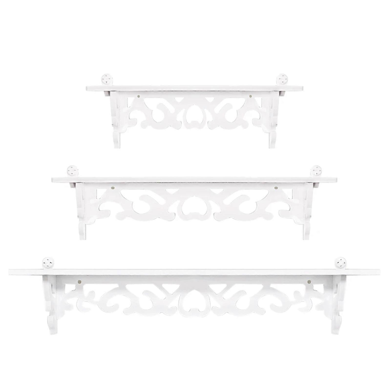 Set Di 3 Shabby Floating Mensole A Muro Libreria Intagliato In Legno Retrò Mensola Da Parete Per Camera Da Letto Bagno Cucina