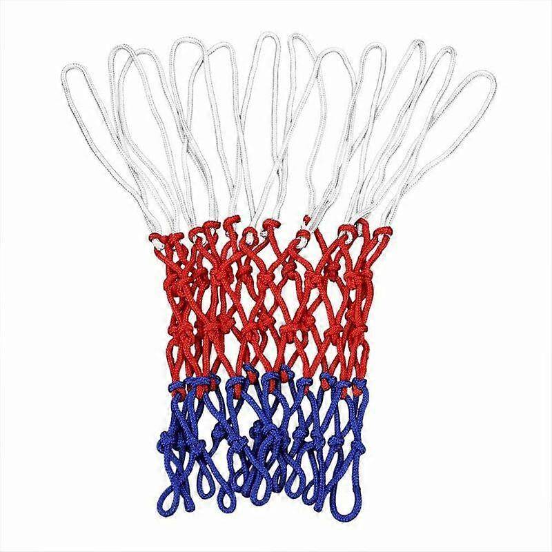 Basketball Net,2 Pieces 12 Loops Basketball Net Polypropylene Standard Basketball Hoop Net for Sports in Red/White/Blue