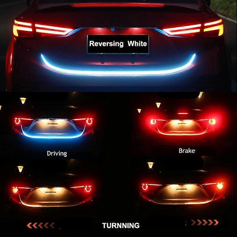 12V 1.2M Car Rear Trunk Tail Light Dynamic Streamer Reverse Warning LED Strip Auto Additional Brake Turn Signal Lamp