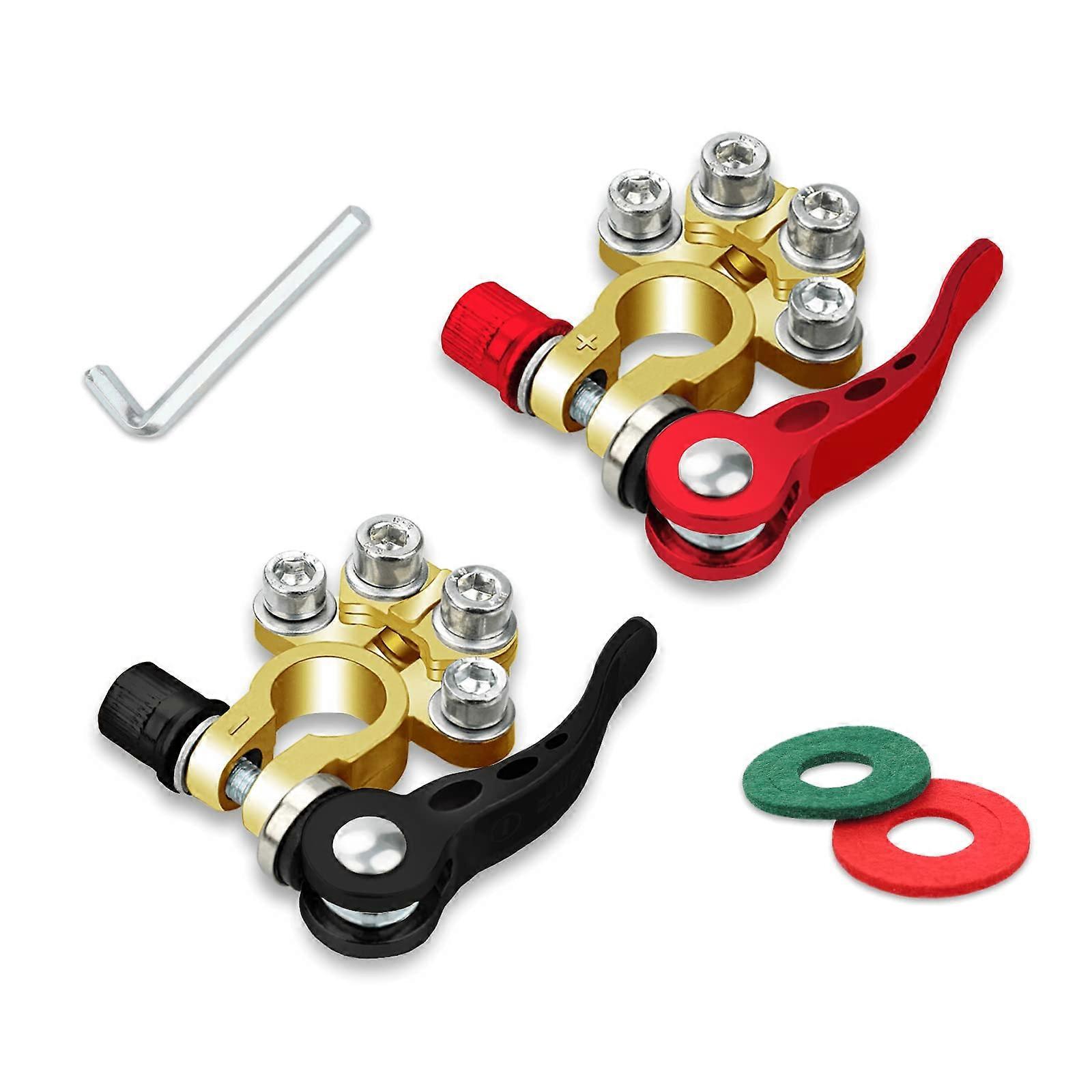 2/4pc 4 Way Quick Release Battery Terminal Connectors for Easy Positive and Negative Cable End Disconnects
