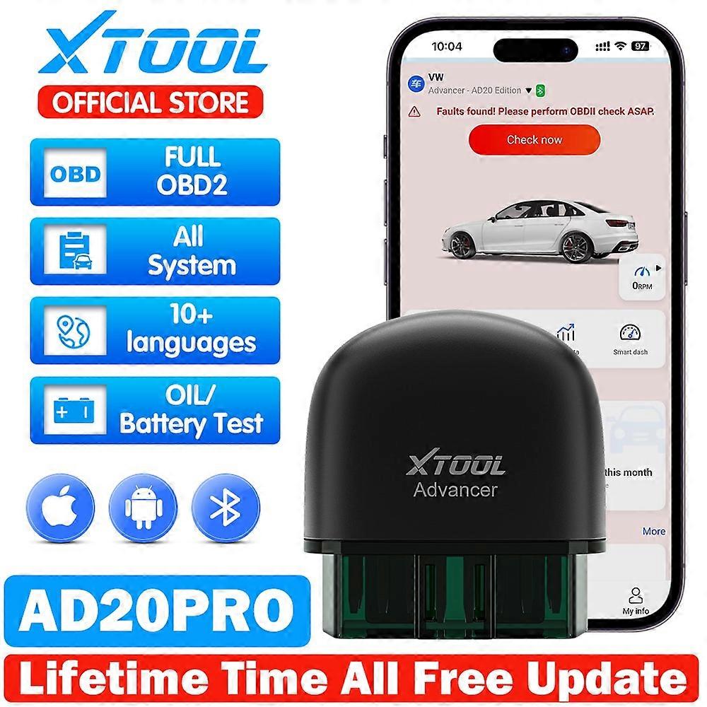 XTOOL Advancer AD20Pro All Systems Diagnostic Tools Code Reader OBD2 Bluetooth Scanner Auto Obd ii With Engine Oil &Battery TesT