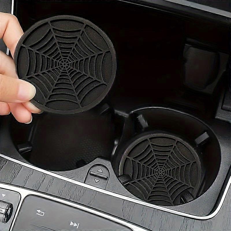 2PCS Halloween Spider Web Drink Coasters - Non-Slip Silicone Mats, Heat Insulated Round Base, Durable & Easy Clean, Perfect for Spooky Season Decor