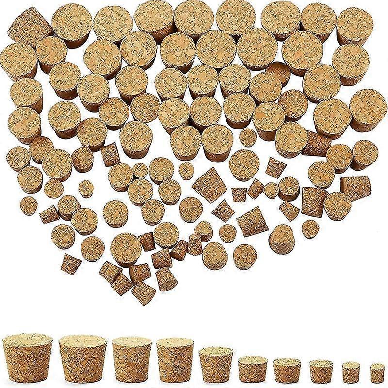 100 Pack Tapered Cork Plugs Wooden Wine Bottle Cork Stoppers Replacement Corks