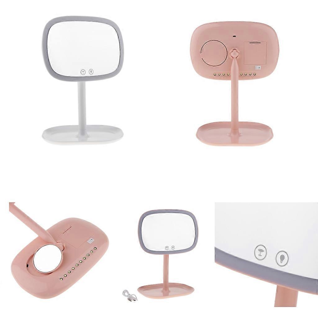 2x LED照明付きメイクアップミラー - 照明付きバニティミラー - 卓上LEDメイクアップミラーポータブル、USBまたは電池式