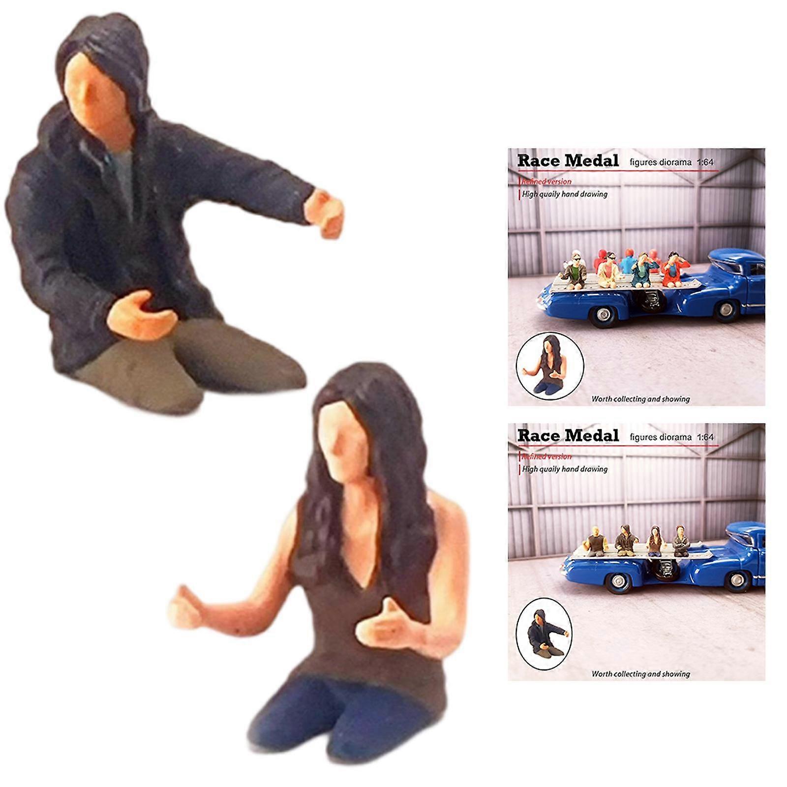 2/set 1/64 Painted Figure Racing Driver Doll Scene Model Desktop Decor