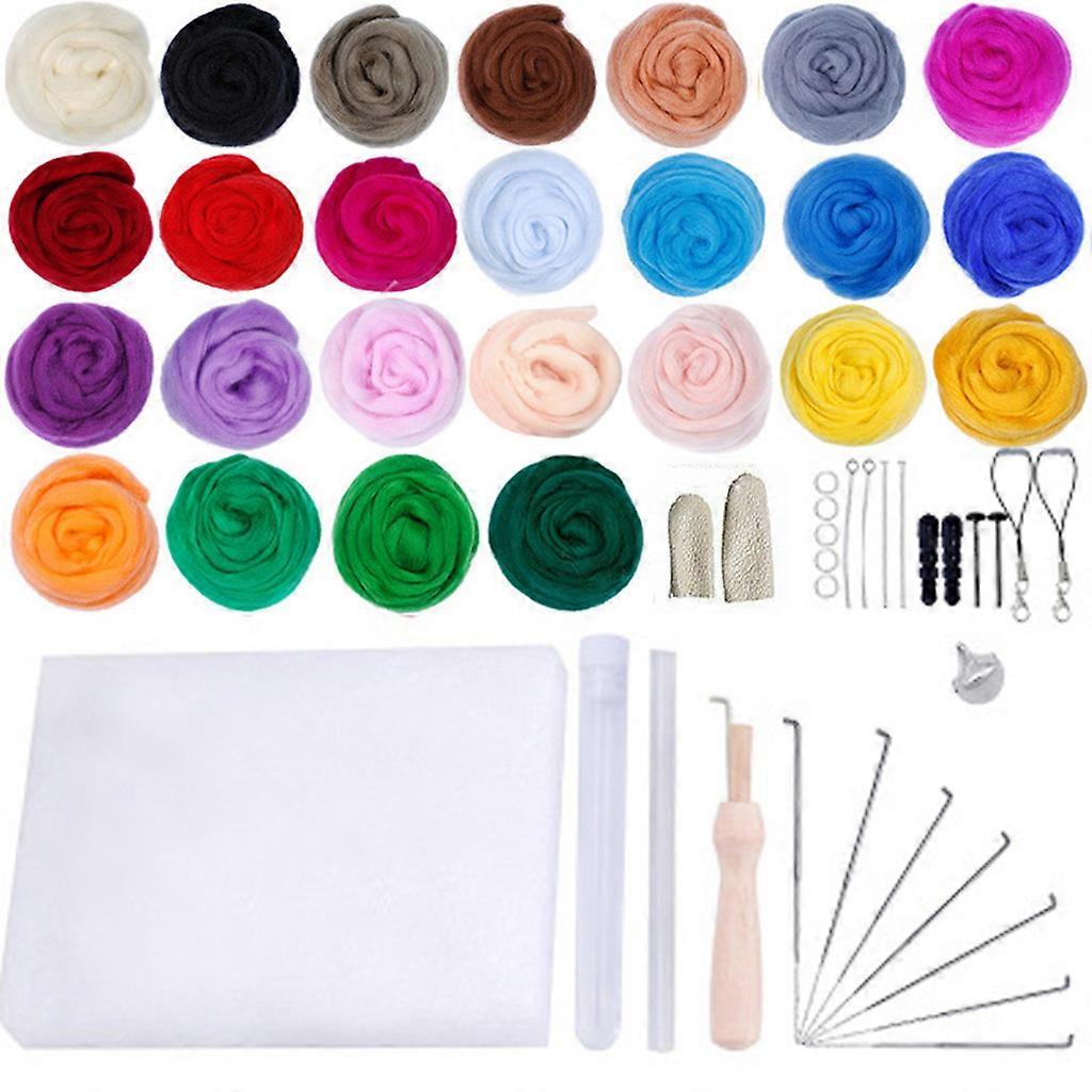 Needle Felting Starter Kit 25 Colors Wool Roving Roving Felting Kit with Tools