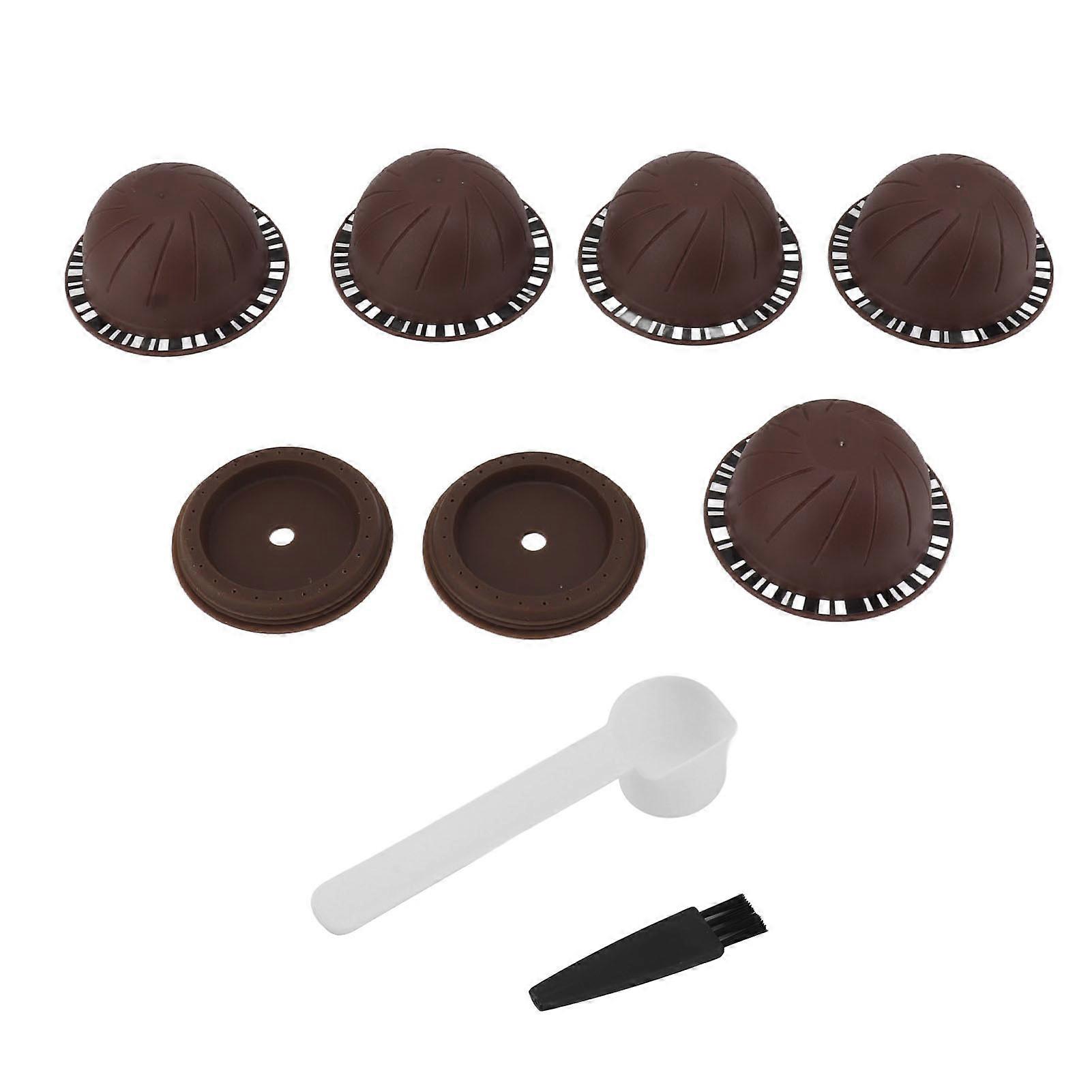 5 قطع كبسولات قهوة قابلة لإعادة الاستخدام مع 2 أغطية 1 ملعقة فرشاة سيليكون ماكينة القهوة التبعي ل ICafilas Vertuo