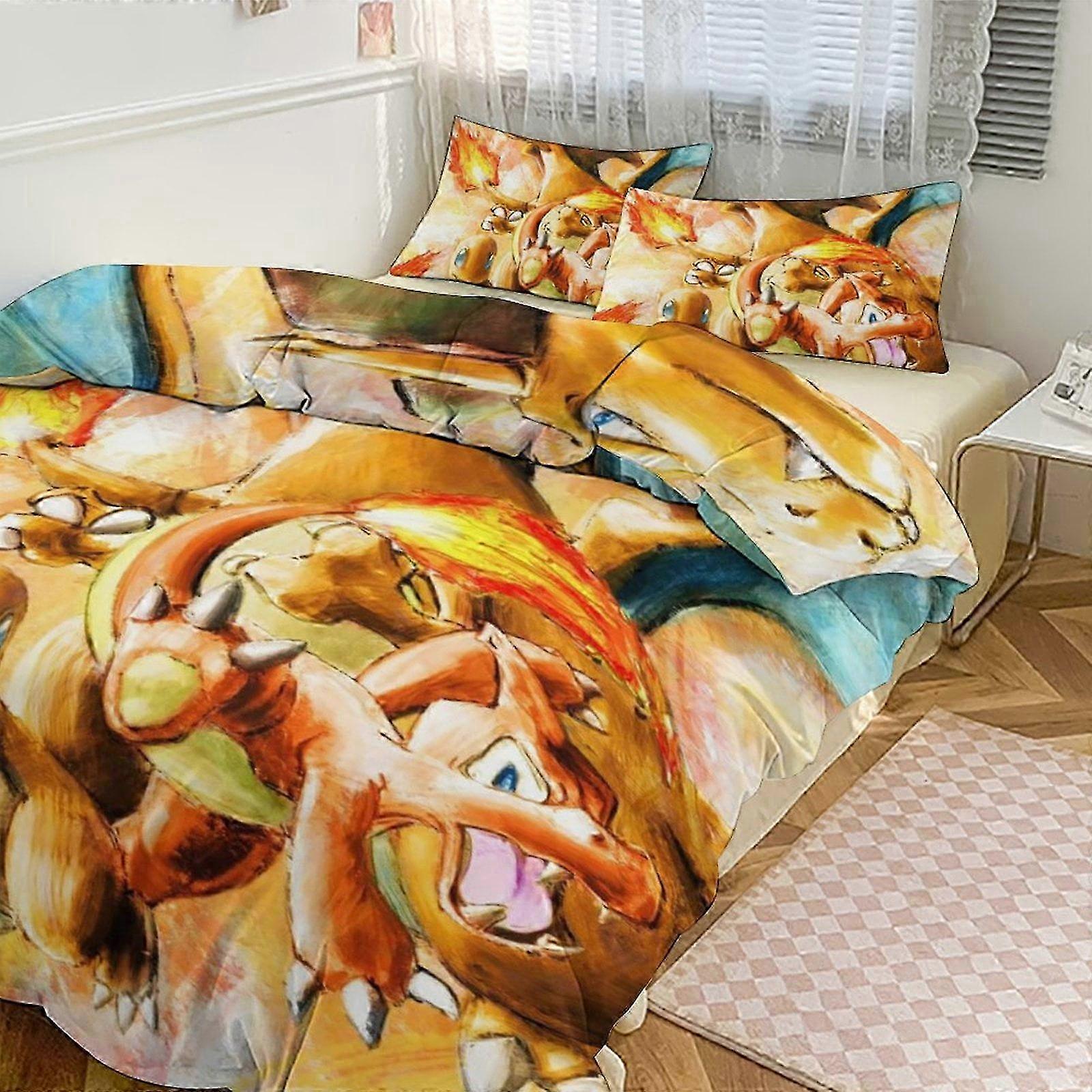 v1637 Lençóis de Cama Ch_aa_nder Conjunto de Cama com Estampa Padrão Conjunto de Edredom Cove3 Peças Capa de Colcha e Fronhas para Mulheres Homens Adolescentes escolha (1 Edredom Cov