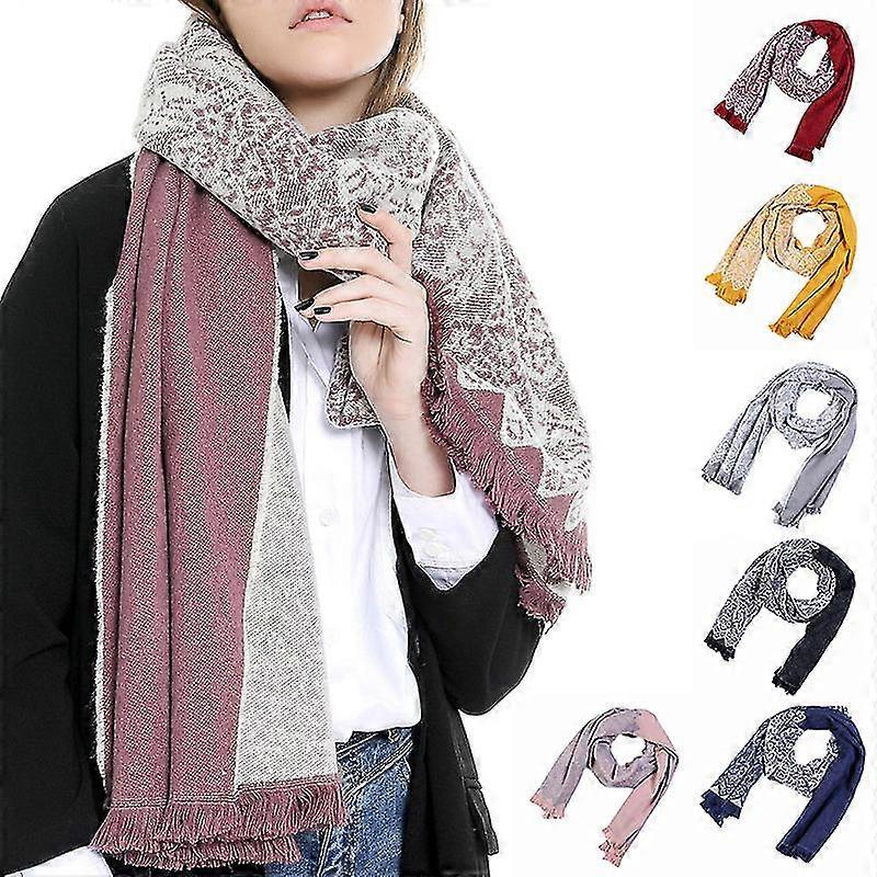 Womens Fall Pattern Tassel Scarf Warm Soft Muffler Fashion Accessories Winter