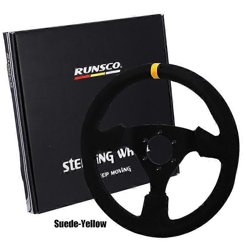 Volante universale da 330 mm in pelle scamosciata Drift Sim Racing Game Volante Telaio in alluminio piatto Coprivolanti per veicoli da 13 pollici