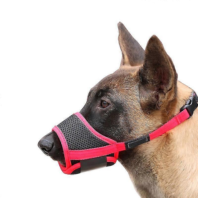 Dog Muzzle, Soft Nylon Anti-dropping Muzzle, Air Mesh Breathable Drinkable Dog Muzzle With Adjustable Loop L Red