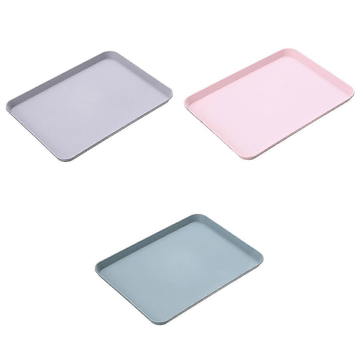 3 Pcs Nordic Rectangular Tea Tray Plastic Storage Tray Home Kitchen Fruit Dessert Tray Small