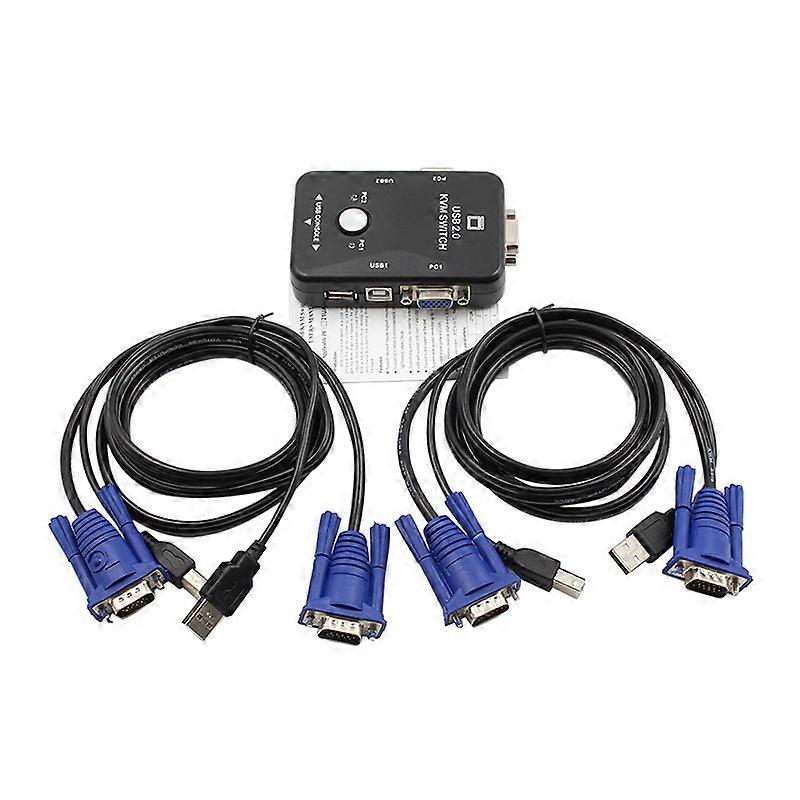 Switcher 2-Port USB2.0 KVM Switch Box Mouse/Keyboard/VGA Video Monitor 1920x1440