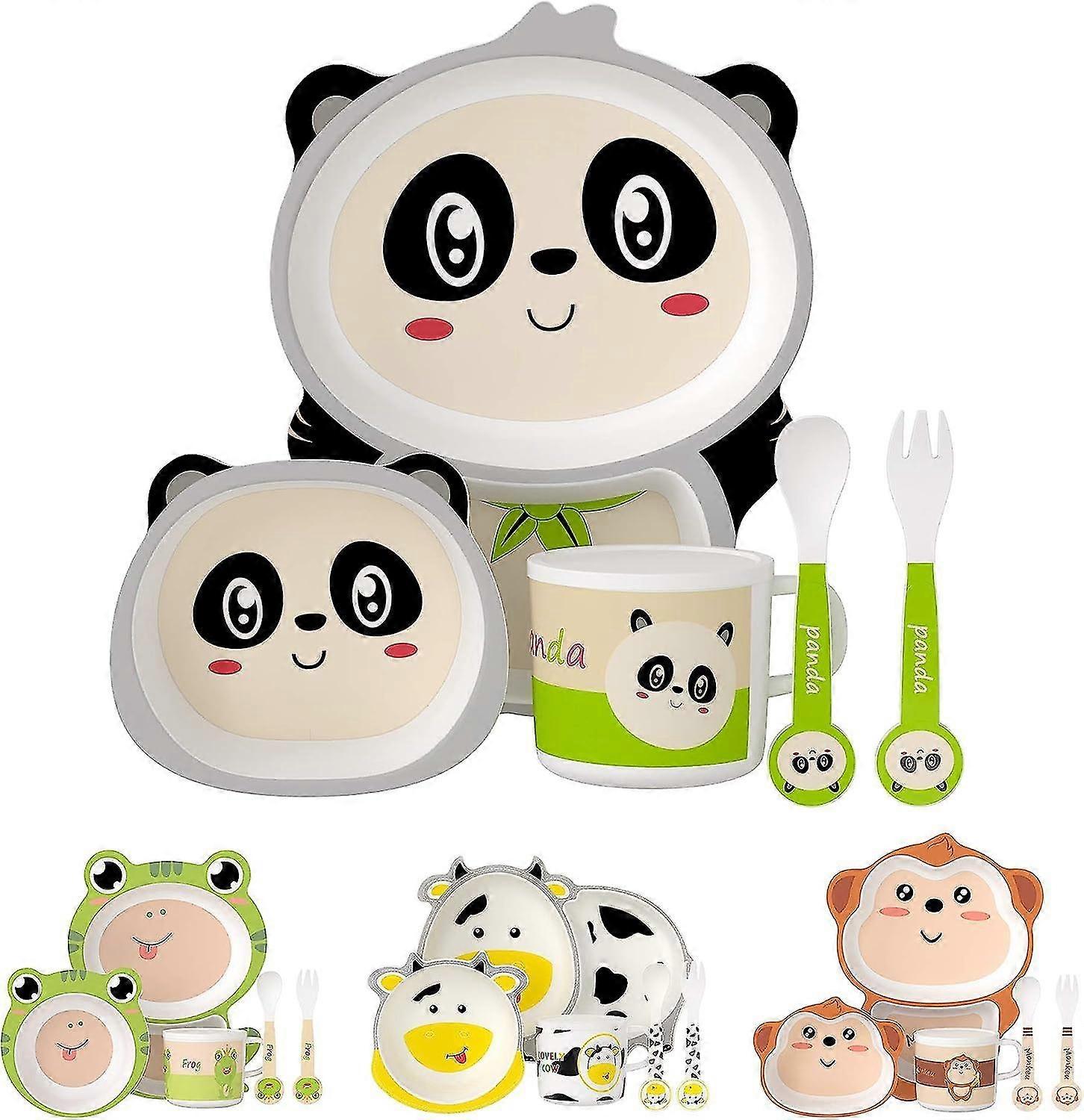 2025年、キッズ食器セットディナーセットベビープレートボウル竹繊維フォーク(パンダ)