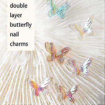 Mini Zirkon Schmetterling Nail Charms - 15 Stück, 3 Farben (Weiß, Champagner, Rosa) - Für 3D Nail Art & Deko