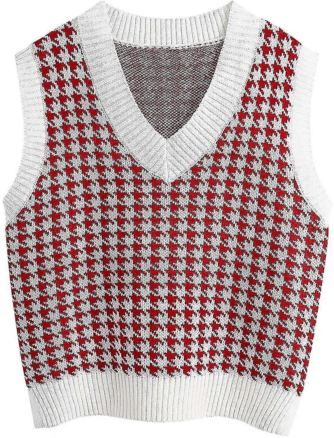 Ärmelloser Pullover mit V-Ausschnitt (rot)