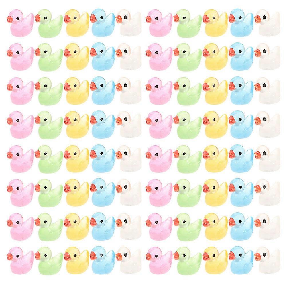 100pcs Mini Duck Figurines Resin Duck Statues Mini Duck Figurines Decors for Home