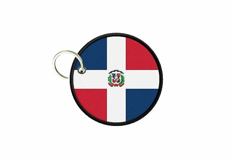 Keychain keys flag Dominican Republic printed round round round