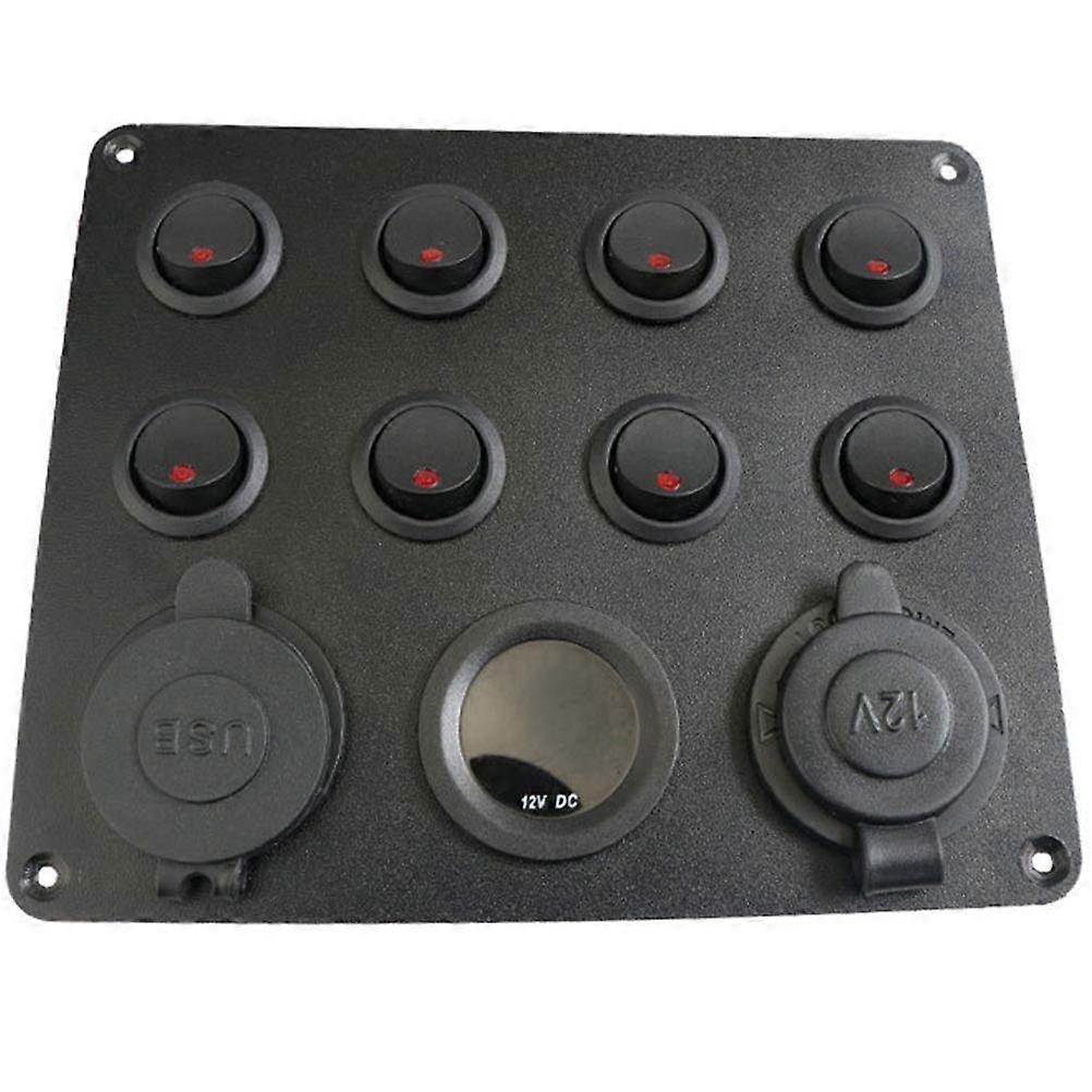 8 Gang USB Switch Toggle Voltmeter Panel Truck Voltmeter Switch Panel Marine Usb Socket Charger Car Toggle Gang Switch