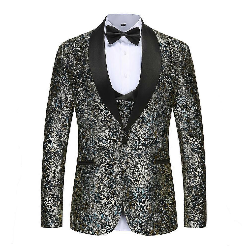 بدلة زهرية رجالية 3 قطع بدلة للحفلات مضيف الزفاف