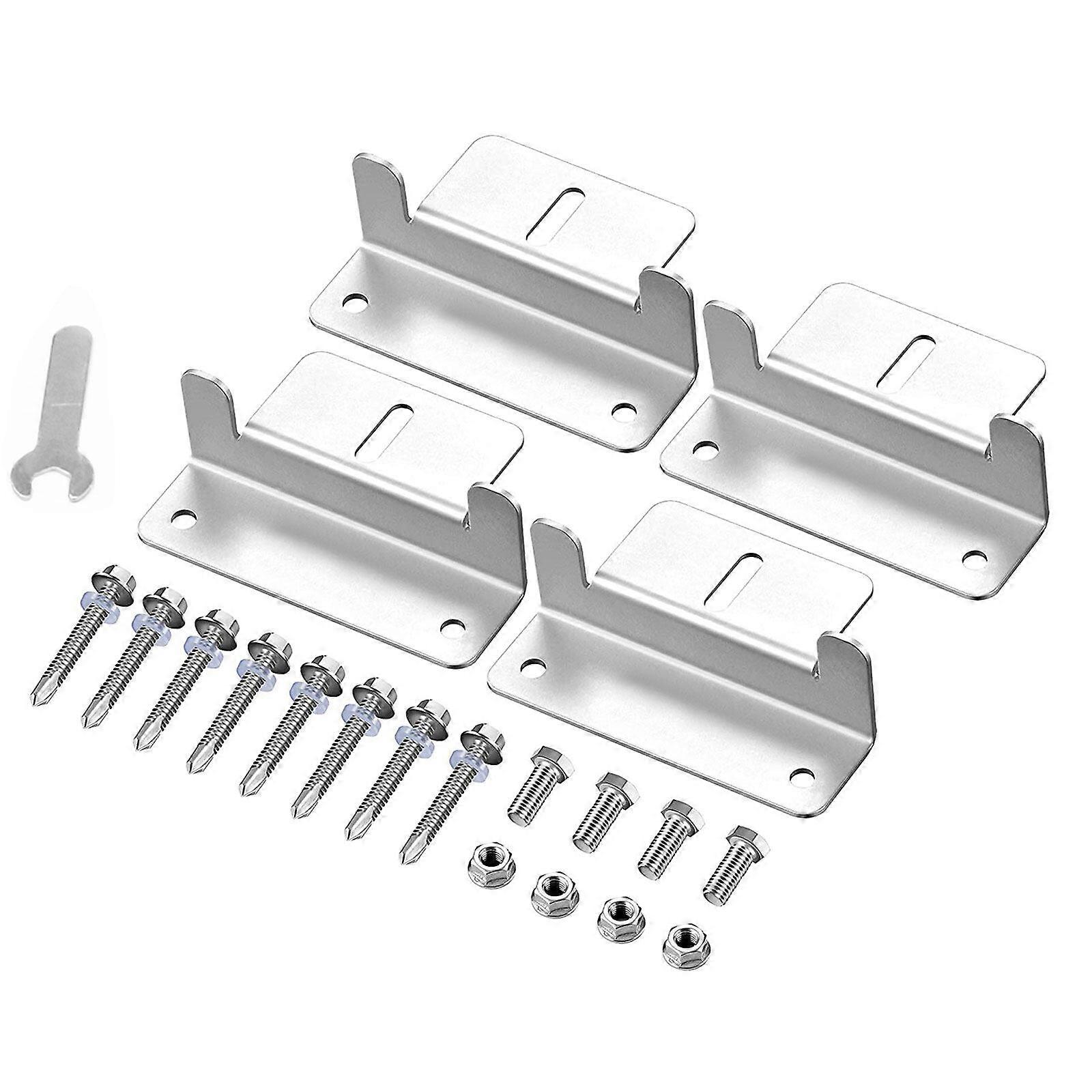 New 4/8Pcs Solar Panel Z-Bracket w/Outer Hexagonal Wrench For Mounting Flat Roof Yacht RV