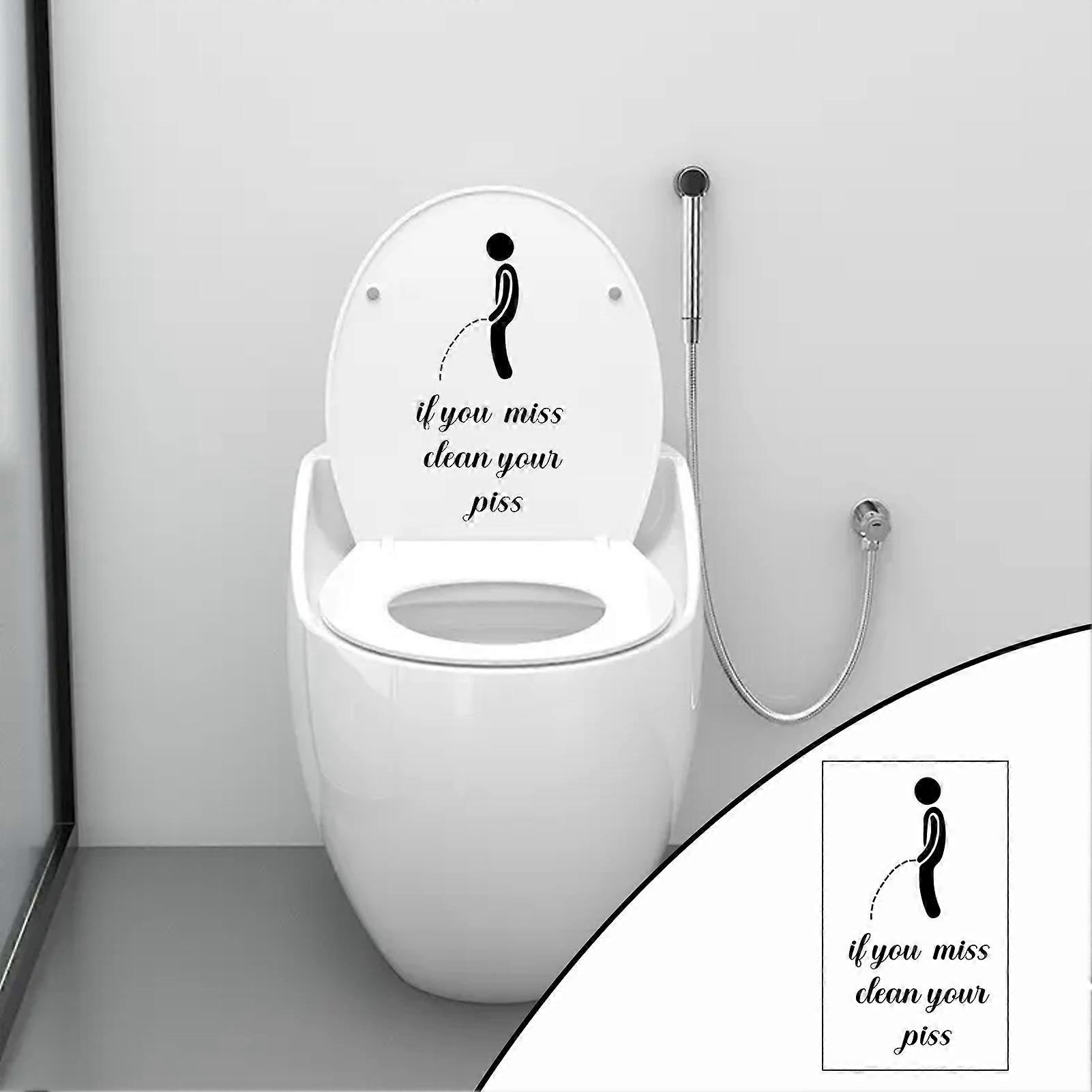 Bathroom Signs Funny Toilet Sticker Decal - 'If You Miss, Clean Your Piss'  Removable Bathroom Sign Bathroom Art, image size:1601x1601