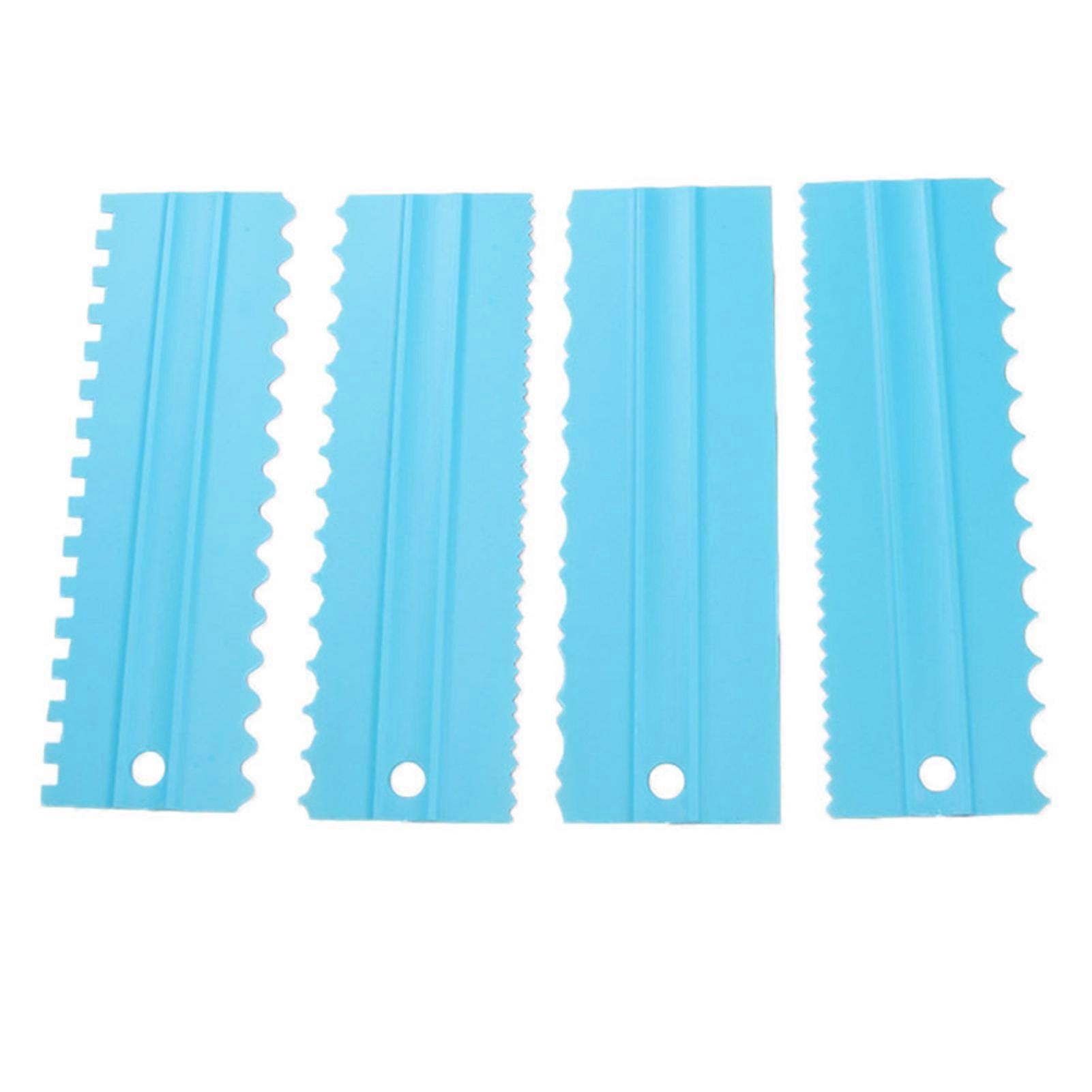 4Pcs/Set Cake Scraper Set Non-slip Comfortable Grip Plastic Buttercream Cake Scraper Comb Baking Tool